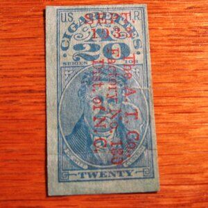 Internal Revenue 20 cent Cigarette stamp Series 104